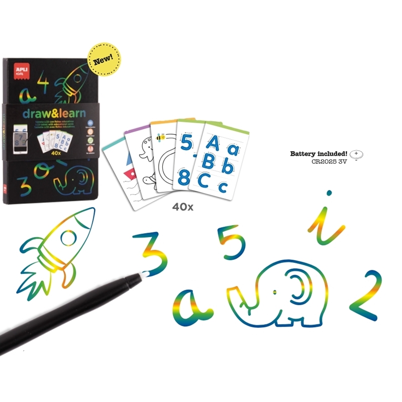 Tablet LCD z 40 szablonami do odrysowywania Apli Kids (1)