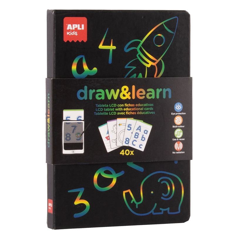 Tablet LCD z 40 szablonami do odrysowywania Apli Kids - opakowanie (1)