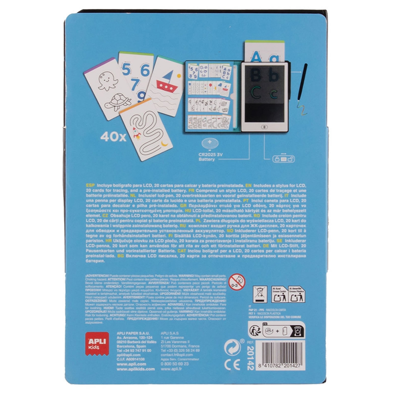 Tablet LCD z 40 szablonami do odrysowywania Apli Kids - opakowanie (2)