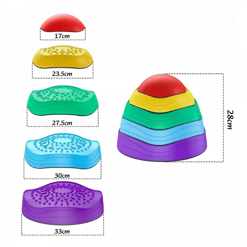 Ścieżka sensoryczna – Balansujące kamienie do treningu równowagi 5szt - wymiary